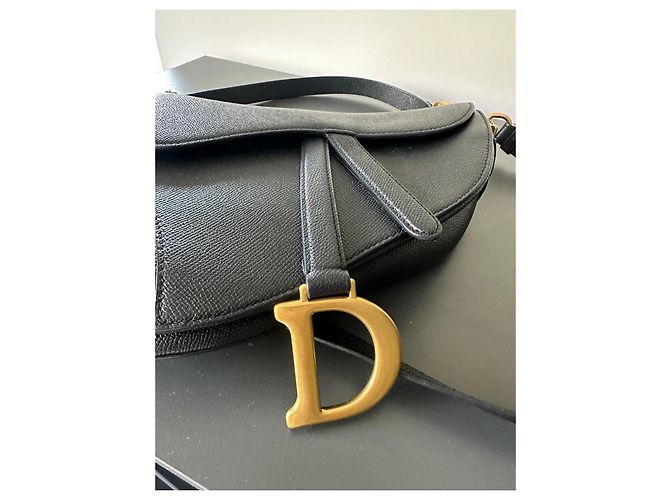 Borsa Saddle Dior in pelle nera granulata Nero - vista 10