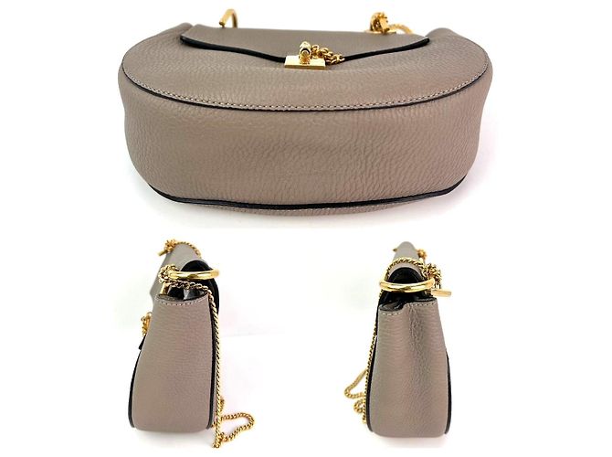 Chloé Borsa a tracolla incrociata Chloe Small Drew in pelle di agnello grigia grana Grigio - vista 3