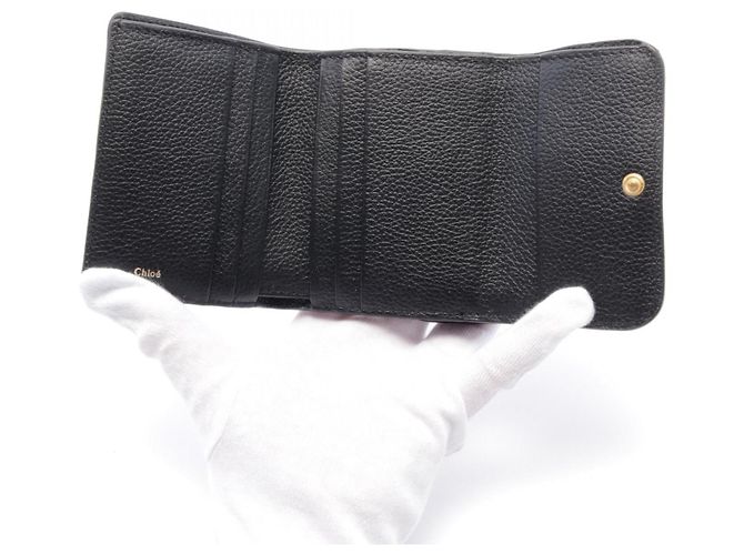 Chloé Chloe Marcie Small Trifold Leather Wallet Black - view 5
