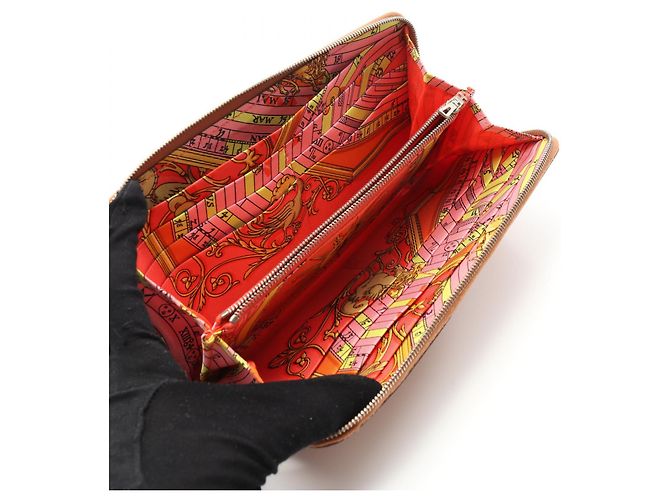 Hermès Portafoglio Hermes Azap Long Silk'in Cognac Marrone - vista 5