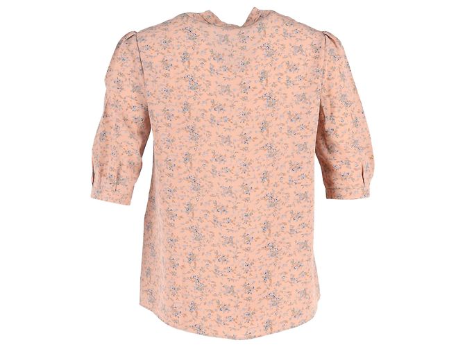 Céline Celine bedruckte Crepe-Bluse mit Schleife aus Pfirsichseide Angeln - Ansicht 3