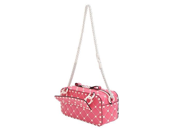 Borsa a tracolla Small Free Rockstud Spike in pelle rosa di Valentino Garavani - vista 3