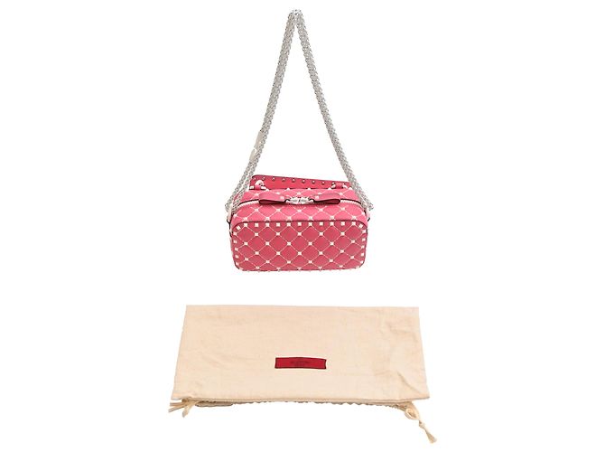 Borsa a tracolla Small Free Rockstud Spike in pelle rosa di Valentino Garavani - vista 9