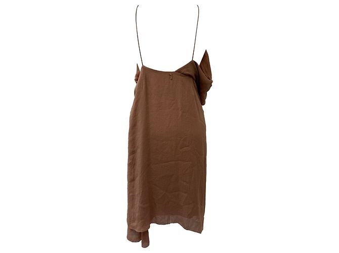 Vestido mini con cuello halter drapeado en triacetato marrón de Acne Studios Castaño Roja - vista 3