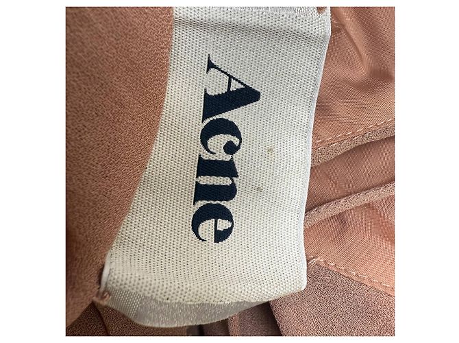 Vestido mini con cuello halter drapeado en triacetato marrón de Acne Studios Castaño Roja - vista 4