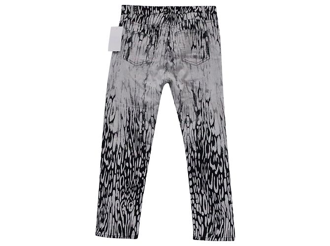 Acne Studios Printed Straight-Leg Jeans in Black and White Cotton Python print - view 2