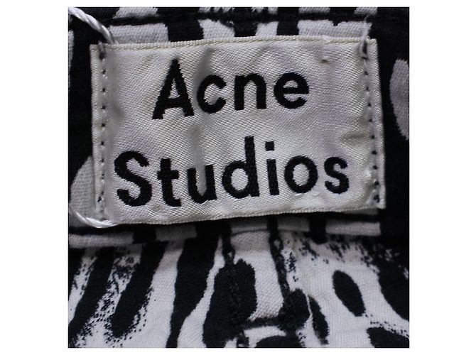 Acne Studios Printed Straight-Leg Jeans in Black and White Cotton Python print - view 3