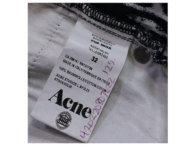Acne Studios Printed Straight-Leg Jeans in Black and White Cotton Python print - view 4