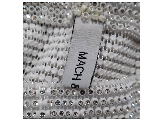 Mach & Mach Crystal-Embellished Shorts in White Polyester Cream - view 3