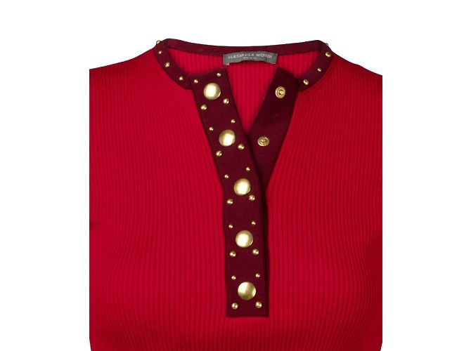 Top Alexander McQueen, modelo Red Knit Henley. Roja - vista 3