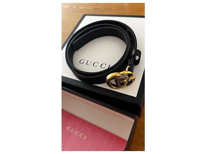 Ceinture Gucci GG Marmont en cuir noir - vue 6