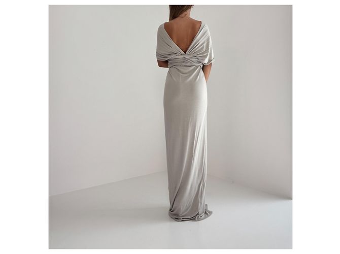 Donna Karan Jersey Maxi Kleid Grau - Ansicht 11