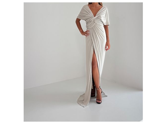 Donna Karan Jersey Maxi Kleid Grau - Ansicht 2