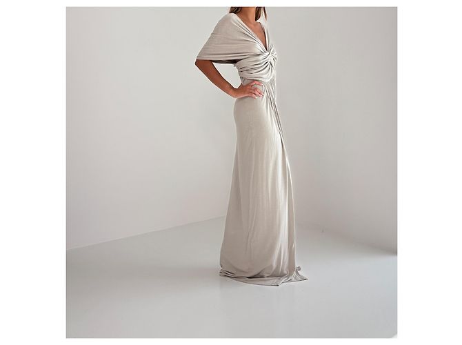 Donna Karan Jersey Maxi Kleid Grau - Ansicht 5