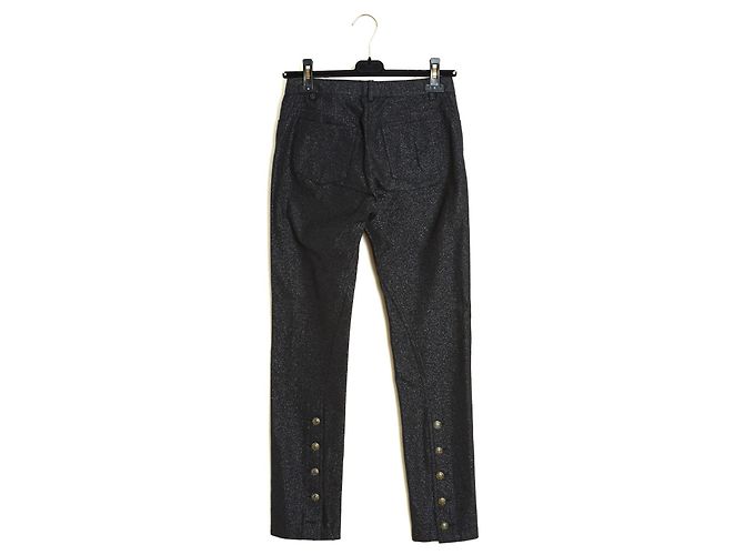 Chanel 2005 Calças de Denim Pretas Brilhantes FR36 UK8 US27 Preto - vista 5
