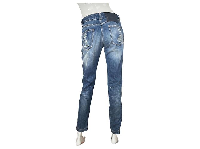 Jeans Philipp Plein Milkshake boyfriend strappati blu cotone - vista 4