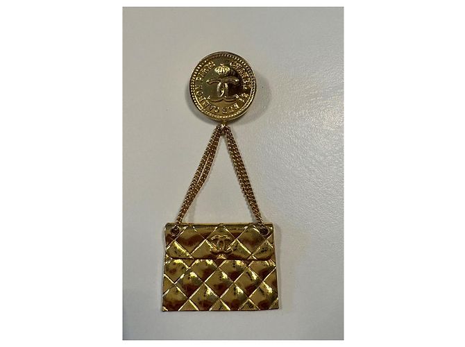 Spilla Chanel Logo CC Metallo Dorato D'oro - vista 6