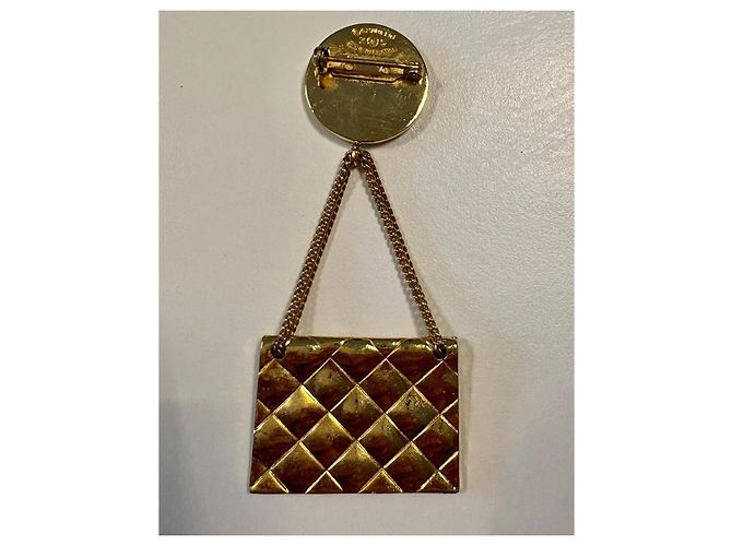 Spilla Chanel Logo CC Metallo Dorato D'oro - vista 7