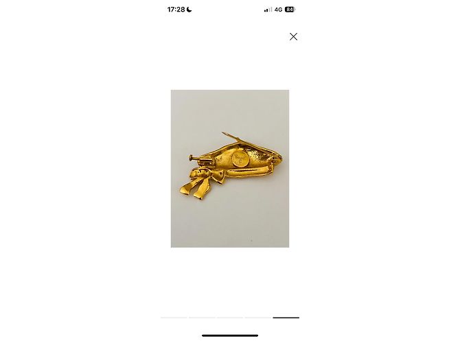 Spilla Chanel Berretto con Fiocco in Metallo Dorato D'oro - vista 2