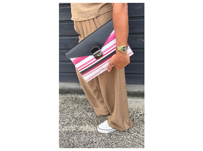 Pochette Longchamp in pelle rosa - vista 14