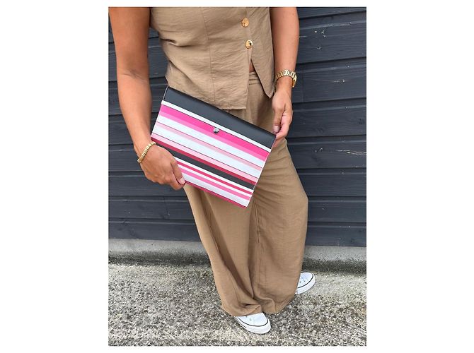 Pochette Longchamp in pelle rosa - vista 15
