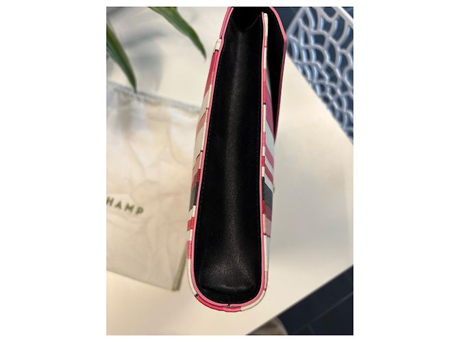 Pochette Longchamp in pelle rosa - vista 2