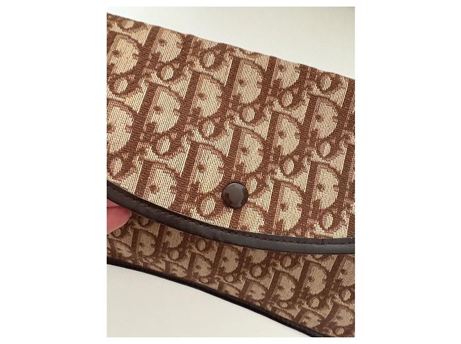 Pochette Christian Dior in tessuto monogrammato marrone Marrone chiaro - vista 12