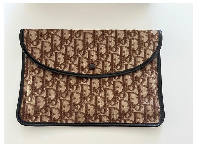 Pochette Christian Dior in tessuto monogrammato marrone Marrone chiaro - vista 13
