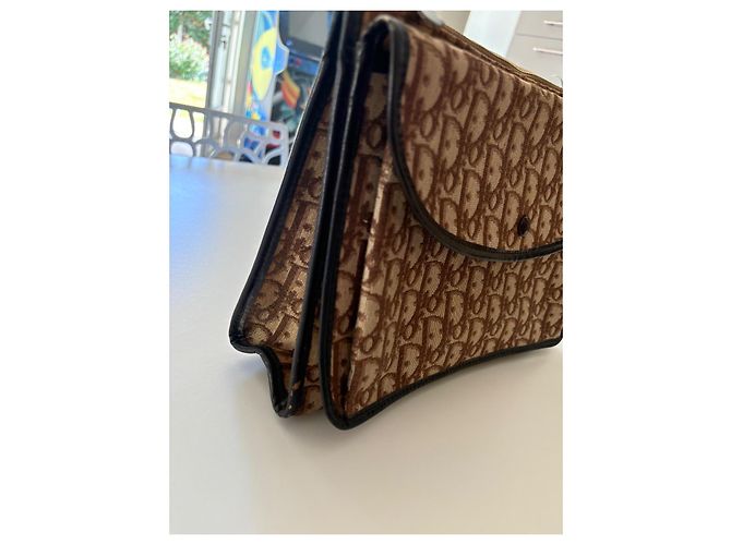 Pochette Christian Dior in tessuto monogrammato marrone Marrone chiaro - vista 3