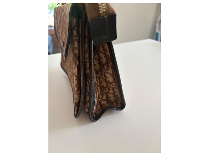 Pochette Christian Dior in tessuto monogrammato marrone Marrone chiaro - vista 4