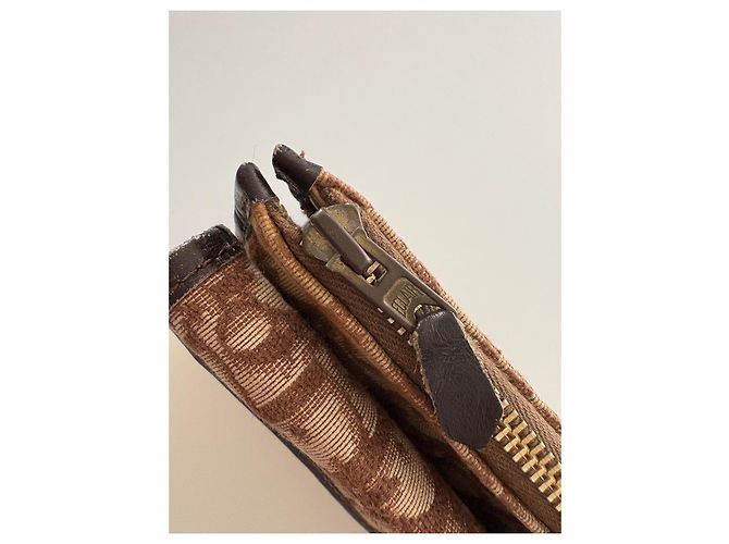Pochette Christian Dior in tessuto monogrammato marrone Marrone chiaro - vista 5