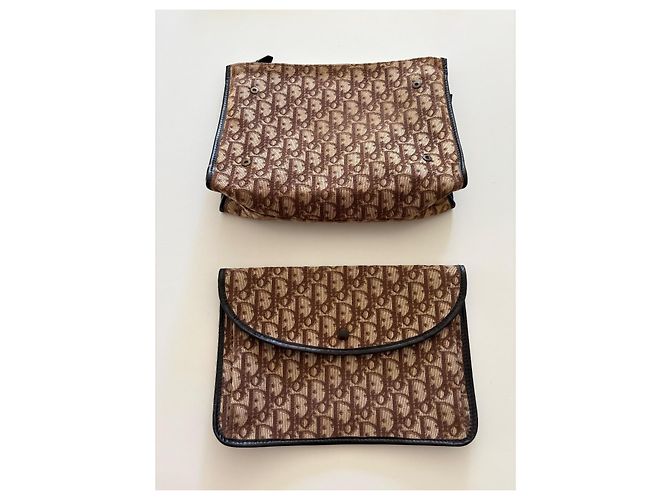 Pochette Christian Dior in tessuto monogrammato marrone Marrone chiaro - vista 6