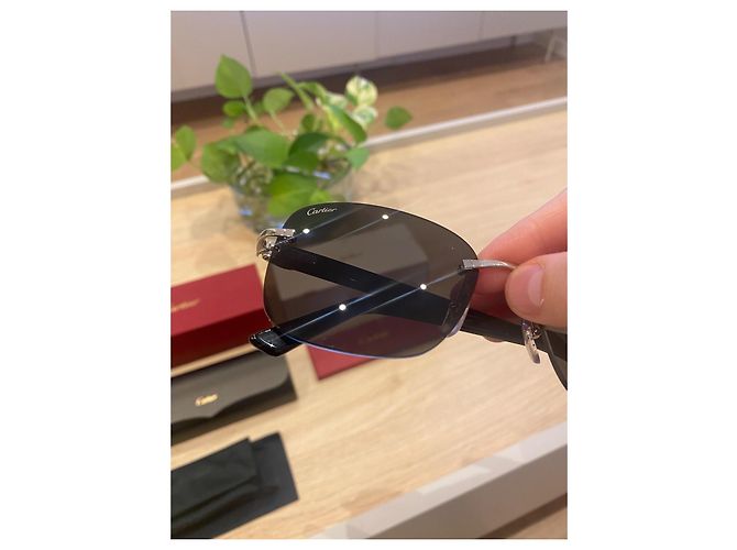 Occhiali da sole Cartier CT0227S Metallo Nero Argento - vista 5
