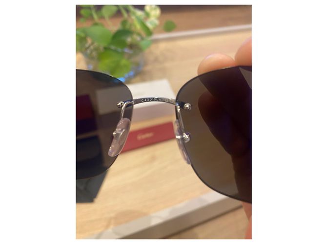 Occhiali da sole Cartier CT0227S Metallo Nero Argento - vista 7
