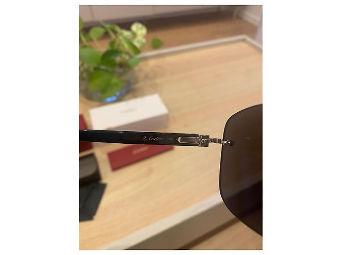 Occhiali da sole Cartier CT0227S Metallo Nero Argento - vista 9