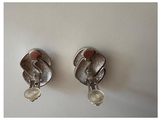 Orecchini Christian Dior Argento Metallo Strass Doppia C - vista 4
