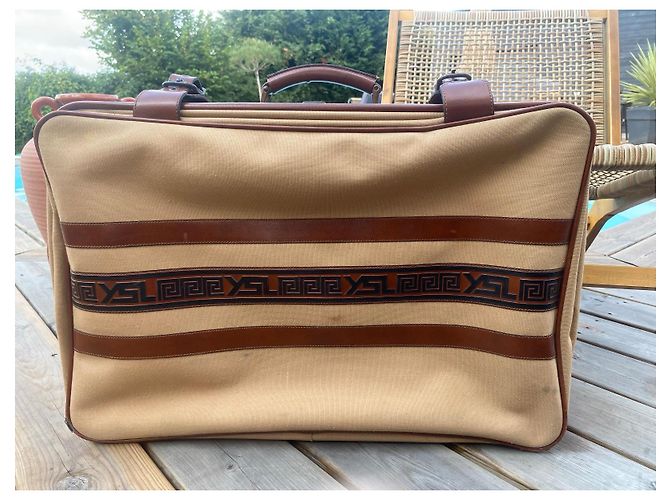 Yves Saint Laurent Valigetta in tela beige - vista 5