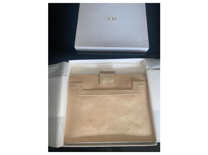 Pochette Christian Dior in tessuto e pelle beige - vista 2