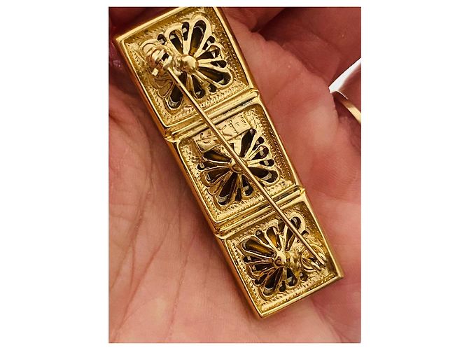 Spilla Barrette Yves Saint Laurent Metallo Oro e Argento D'oro - vista 2
