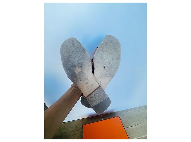 Hermès Oran Sandalen Leder Koralle Größe 40 - Ansicht 5