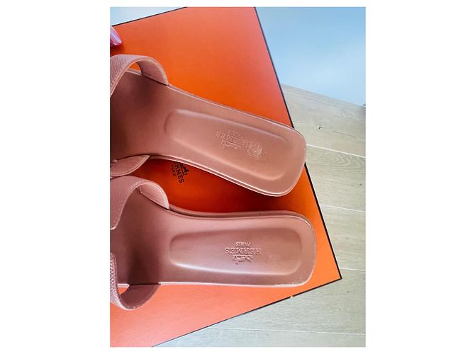 Hermès Oran Sandalen Leder Koralle Größe 40 - Ansicht 6