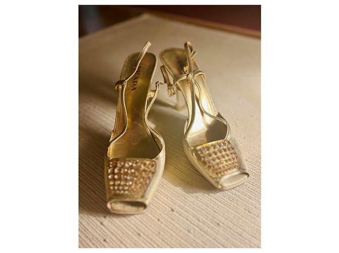 Décolleté Slingback Vintage Prada D'oro - vista 2