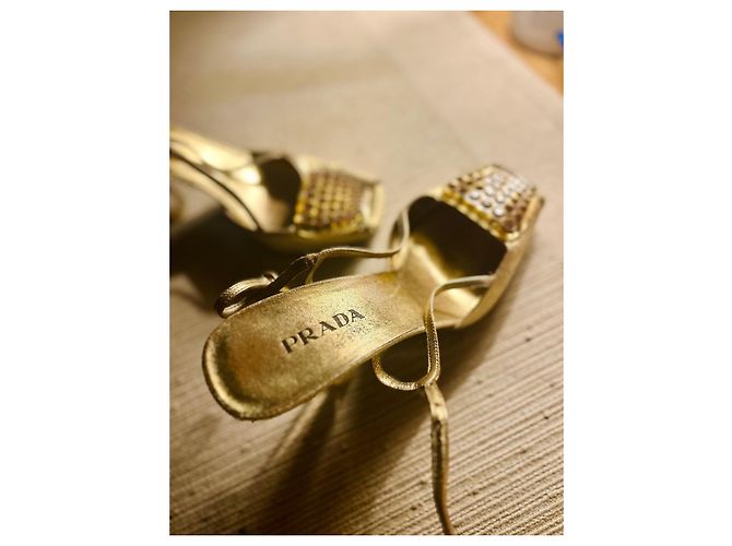Décolleté Slingback Vintage Prada D'oro - vista 3