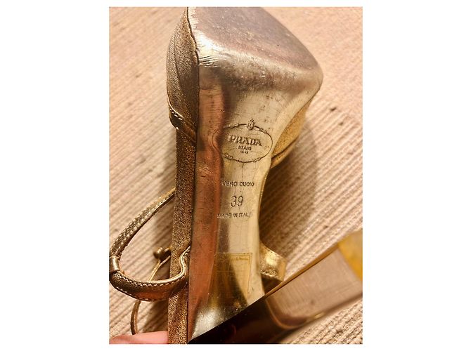 Décolleté Slingback Vintage Prada D'oro - vista 4
