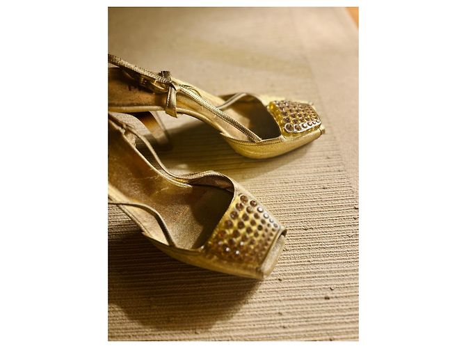 Décolleté Slingback Vintage Prada D'oro - vista 8