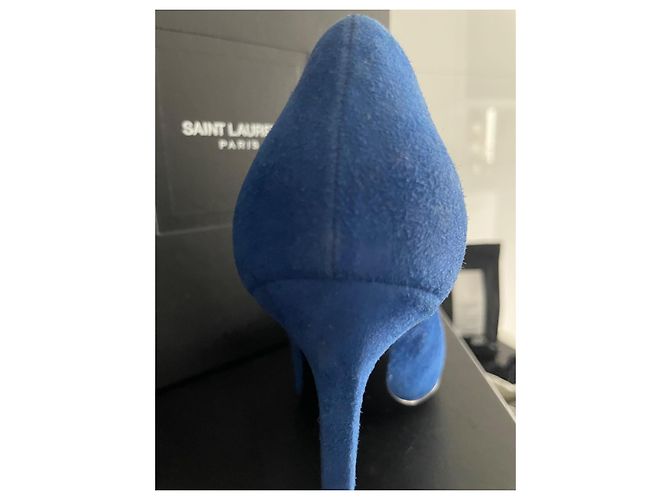Saint Laurent Wildleder High Heels in einem umwerfenden Blau Marineblau - Ansicht 15