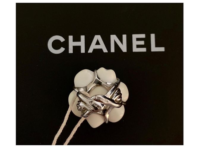 Chanel big Camelia whitegold + white achat  sz. 49 Weiß - Ansicht 3