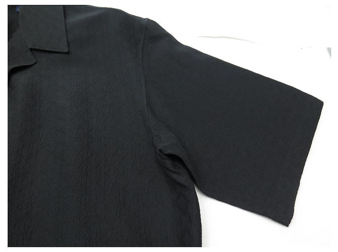 NUOVA CAMICIA LOUIS VUITTON MONOGRAM JACQUARD NERA TAGLIA 46 SETA E COTONE GONNA Nero - vista 14
