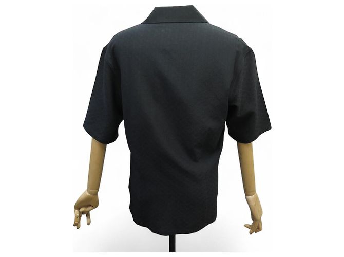 NUOVA CAMICIA LOUIS VUITTON MONOGRAM JACQUARD NERA TAGLIA 46 SETA E COTONE GONNA Nero - vista 3