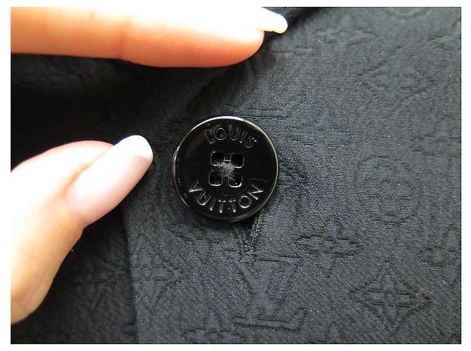 NUOVA CAMICIA LOUIS VUITTON MONOGRAM JACQUARD NERA TAGLIA 46 SETA E COTONE GONNA Nero - vista 6